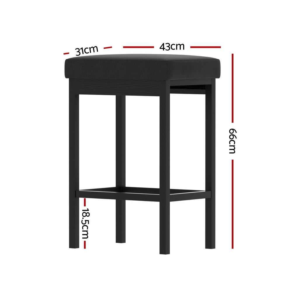A Set of 4 Metal Bar Stools PU Seat Dining Counter Chairs – product image 2