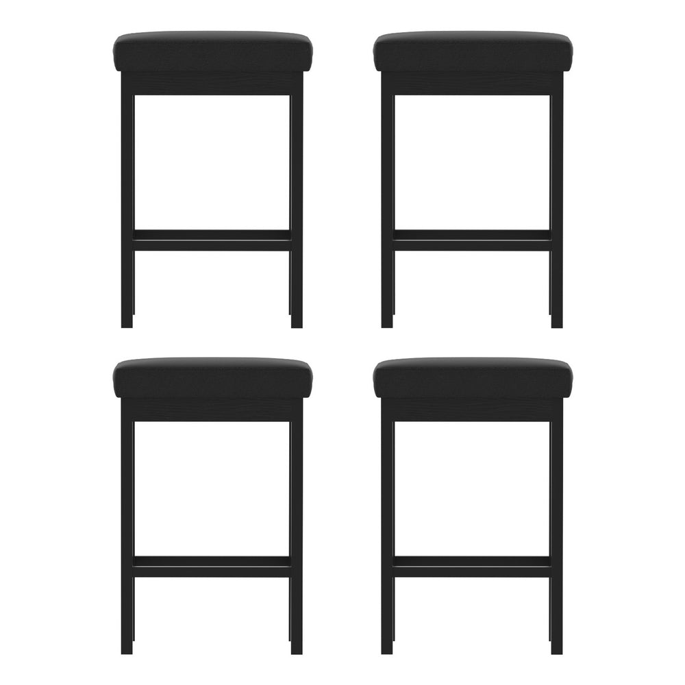 A Set of 4 Metal Bar Stools PU Seat Dining Counter Chairs – product image 3