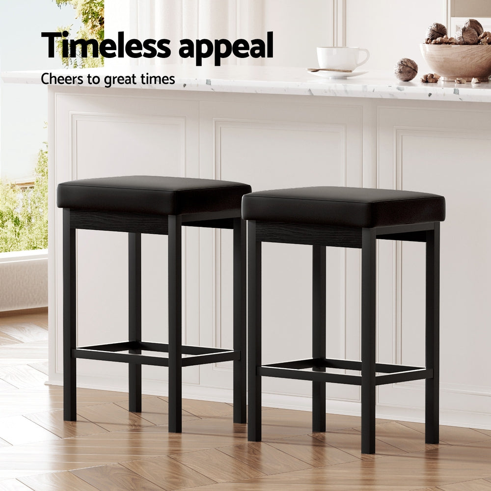 A Set of 4 Metal Bar Stools PU Seat Dining Counter Chairs – product image 6