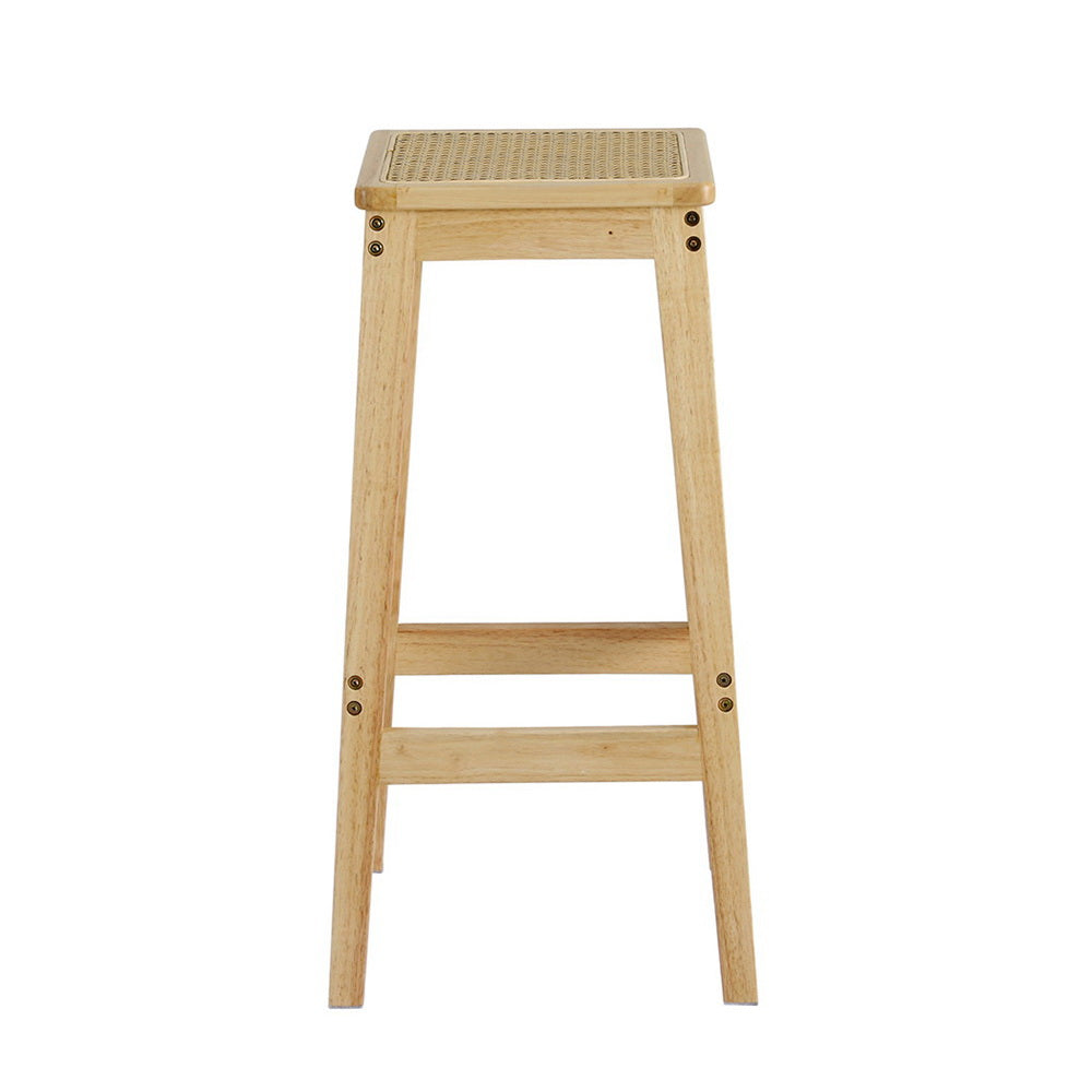 2x Bar Stools Rubber Wood Stool Counter Chair Rattan Barstools Kitchen – product image 3