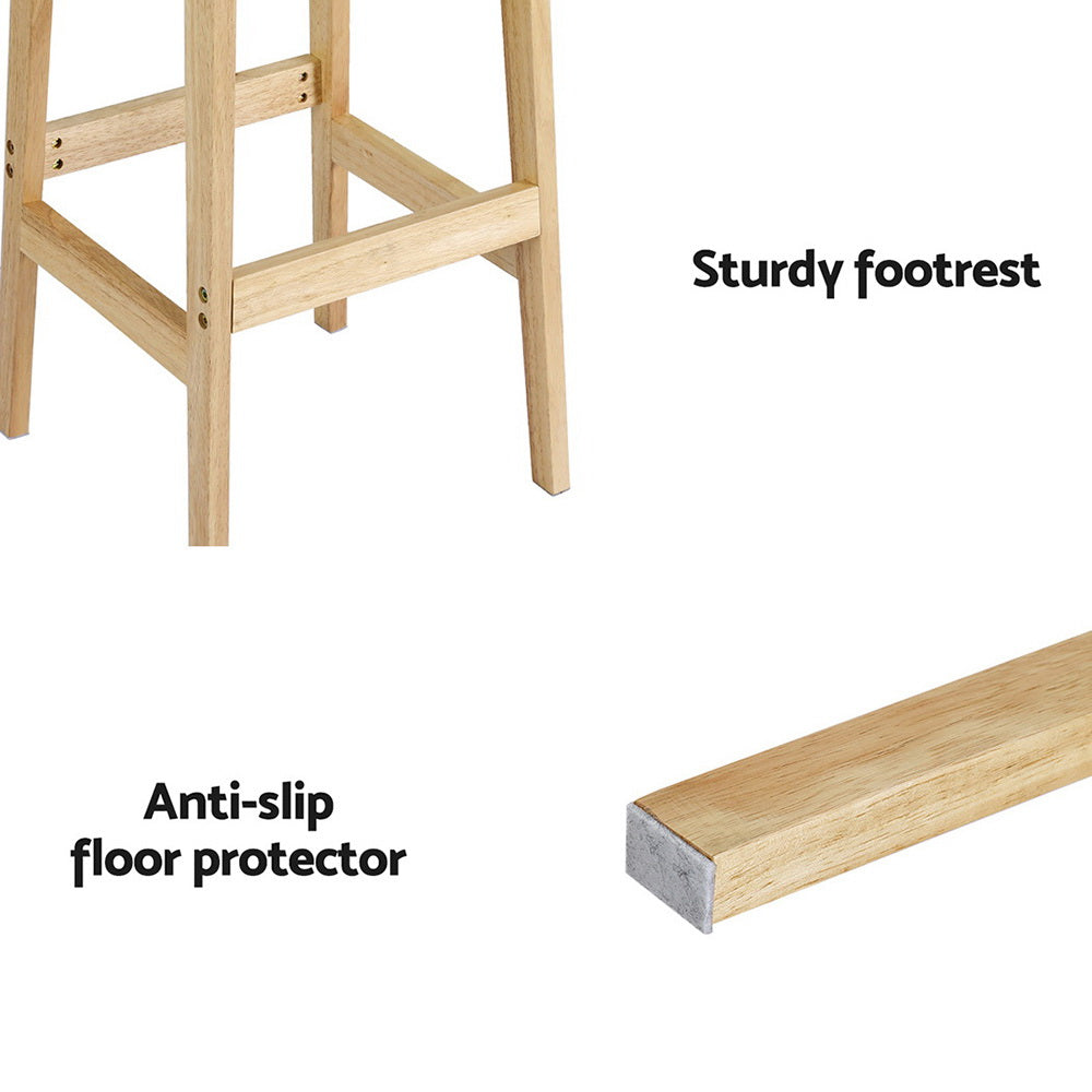 2x Bar Stools Rubber Wood Stool Counter Chair Rattan Barstools Kitchen – product image 5