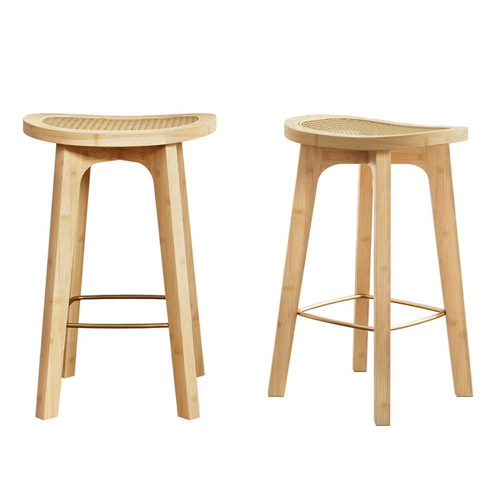 2x Bar Stools Bamboo Rattan Stool Counter Chair Kitchen Barstools – product image 1