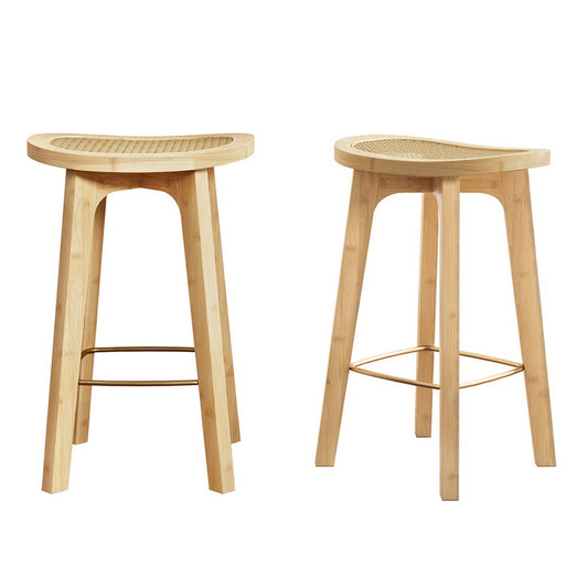 2x Bar Stools Bamboo Rattan Stool Counter Chair Kitchen Barstools – product image 1