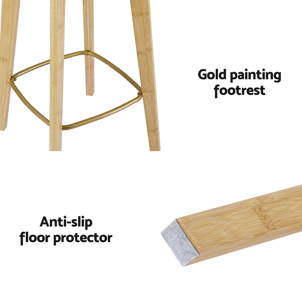 2x Bar Stools Bamboo Rattan Stool Counter Chair Kitchen Barstools – product image 5