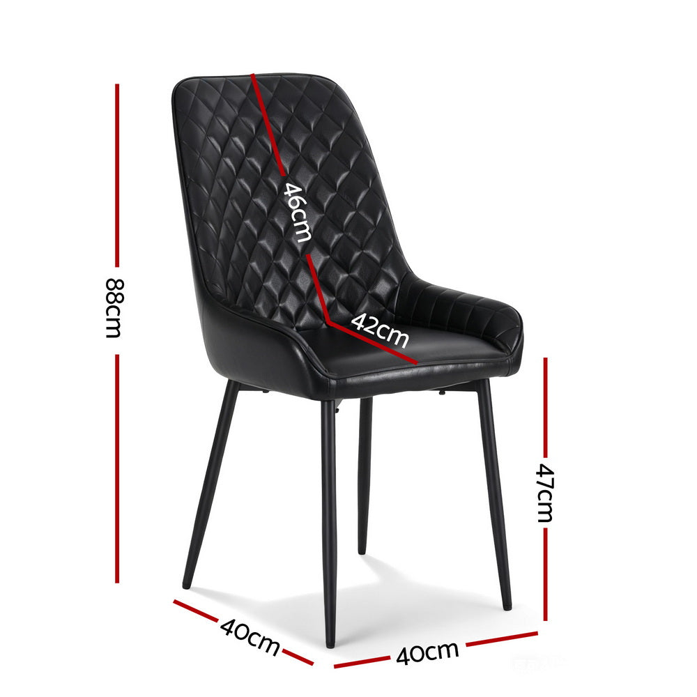 Artiss 2x Dining Chairs Retro PU Leather Kitchen Lounge Cafe Accent Chair Black