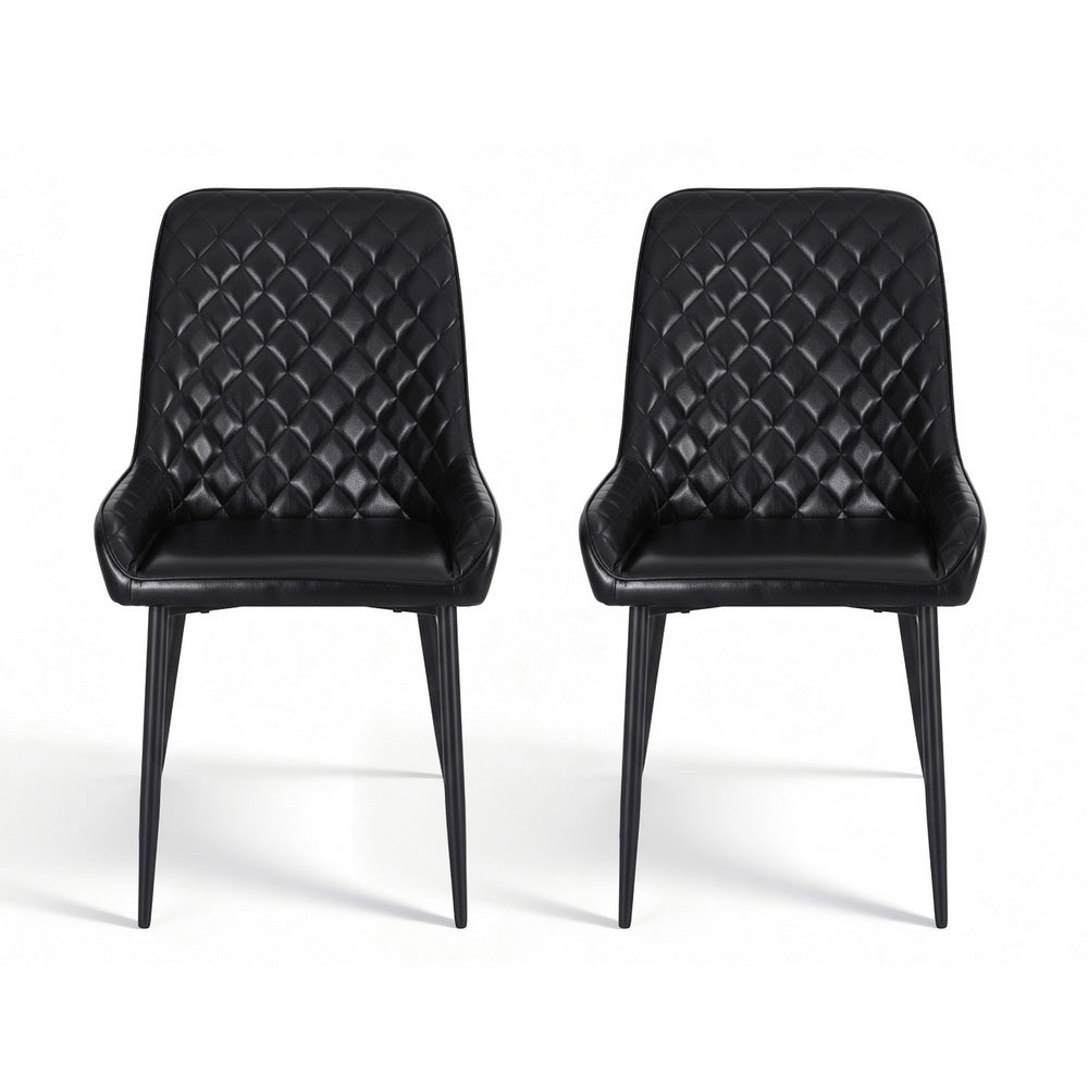 Artiss 2x Dining Chairs Retro PU Leather Kitchen Lounge Cafe Accent Chair Black