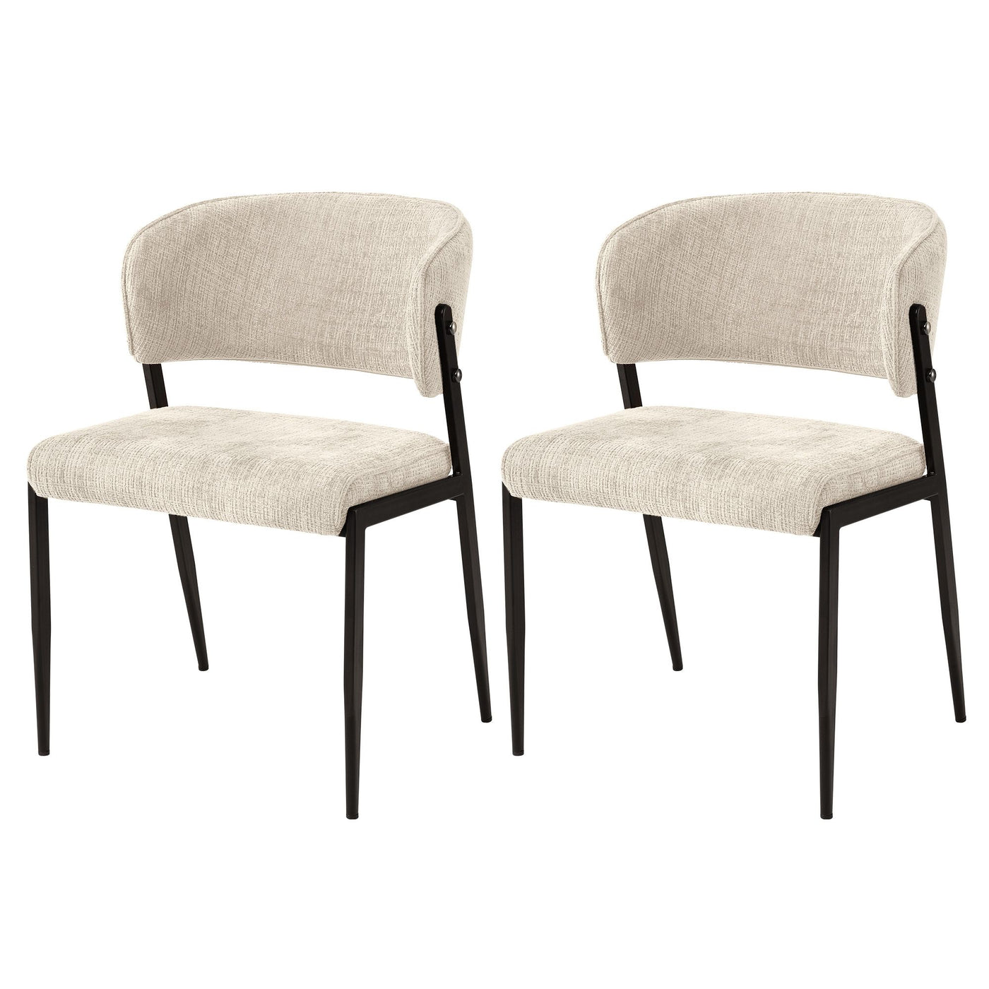 Artiss Dining Chairs Set of 2 Linen Fabric Soft Upholstered Chairs Beige