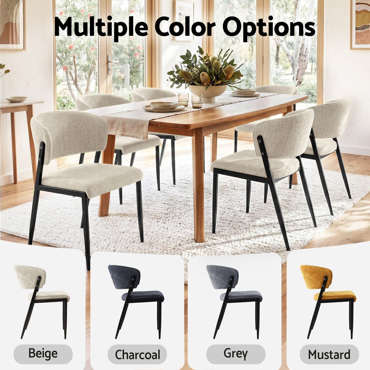 Artiss Dining Chairs Set of 2 Linen Fabric Soft Upholstered Chairs Beige