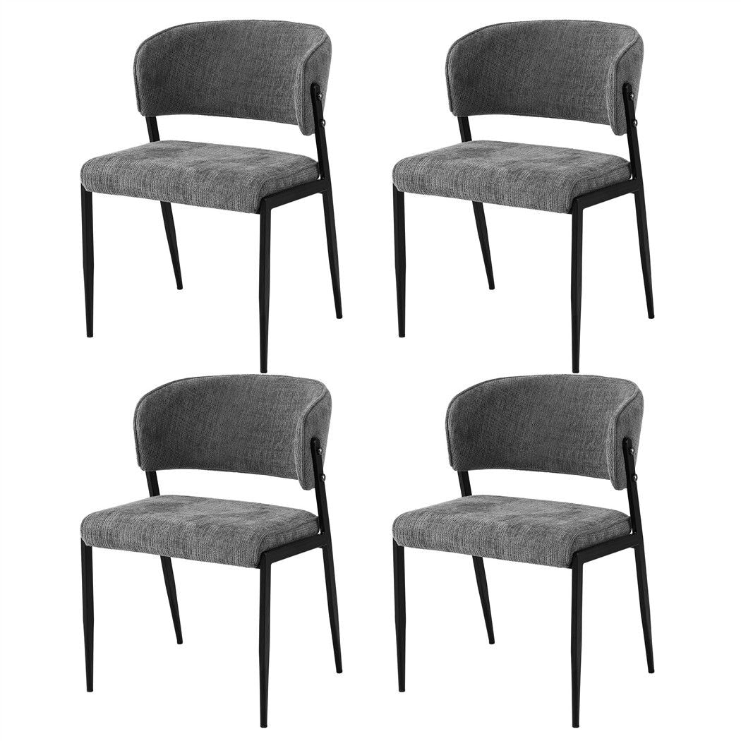 Artiss Dining Chairs Set of 4 Linen Fabric Soft Upholstered Chairs Grey