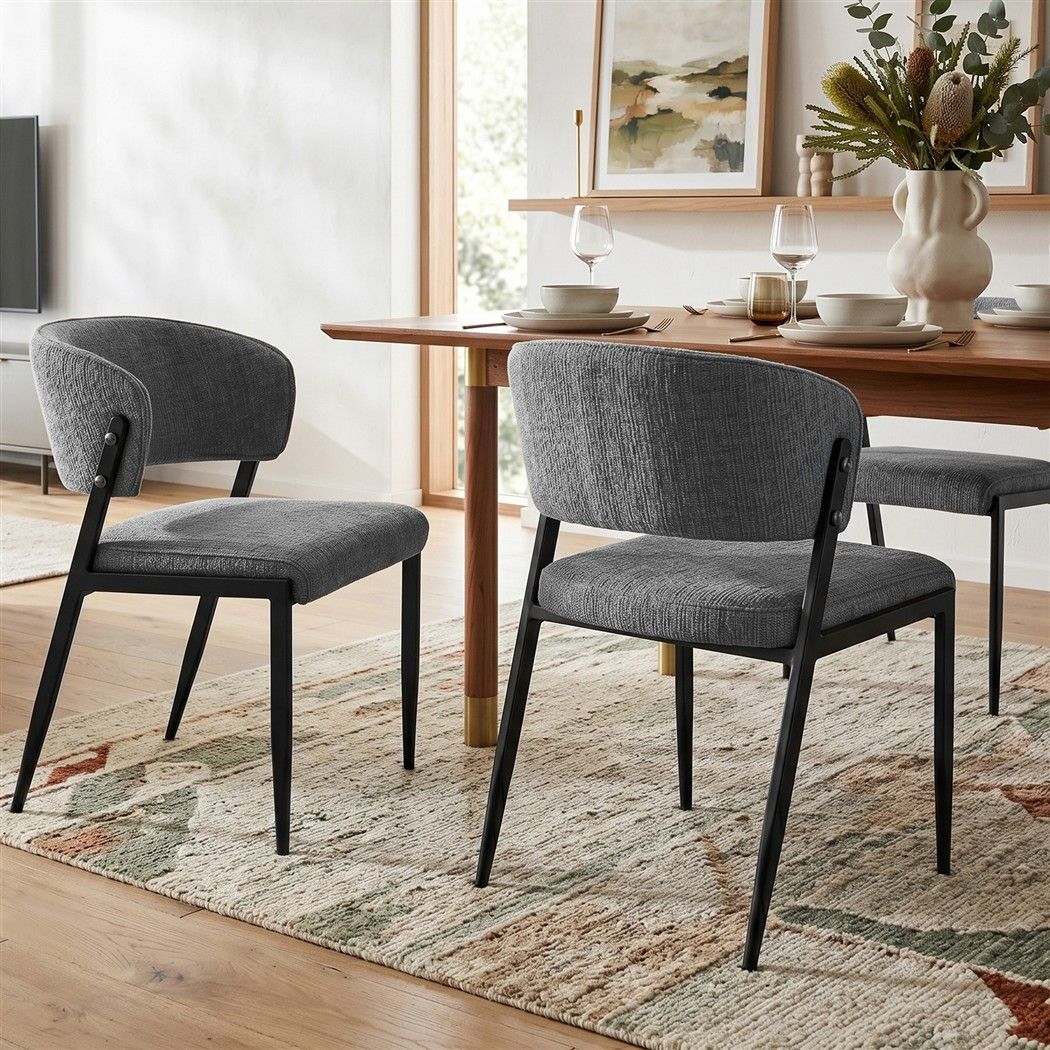 Artiss Dining Chairs Set of 4 Linen Fabric Soft Upholstered Chairs Grey