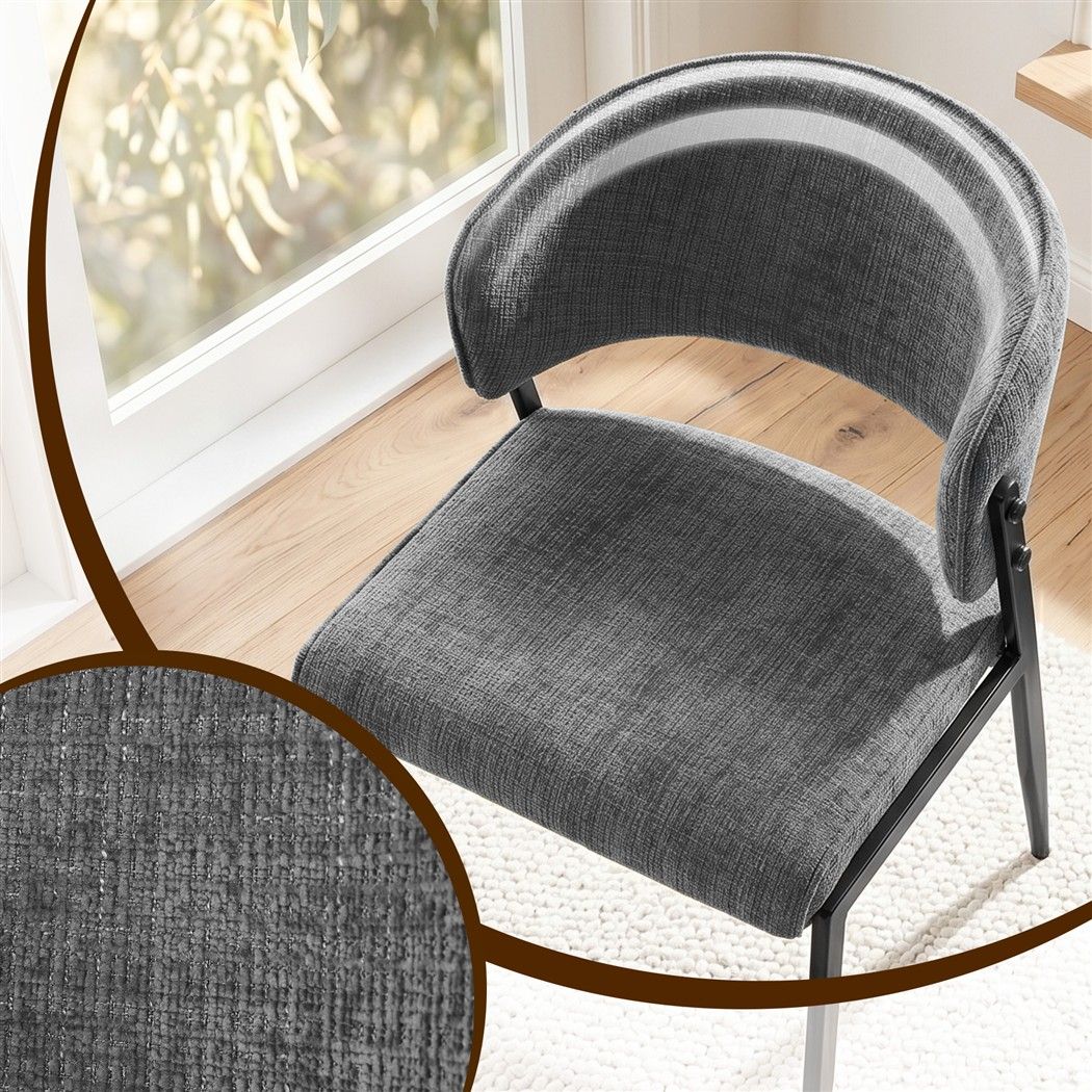 Artiss Dining Chairs Set of 4 Linen Fabric Soft Upholstered Chairs Grey