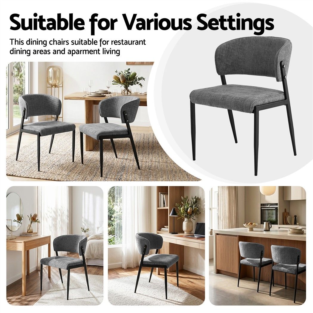 Artiss Dining Chairs Set of 4 Linen Fabric Soft Upholstered Chairs Grey