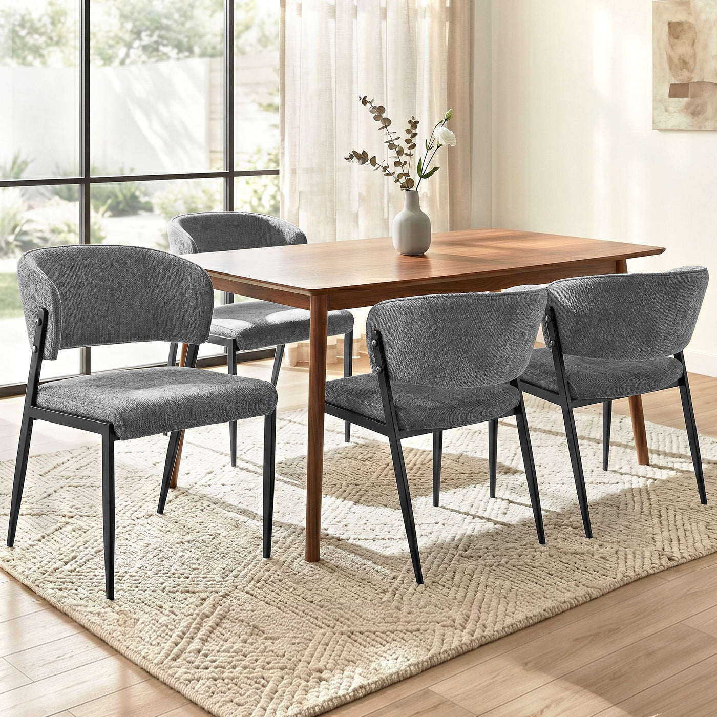 Artiss Dining Chairs Set of 4 Linen Fabric Soft Upholstered Chairs Grey
