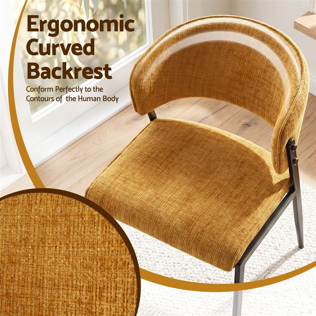 Artiss Dining Chairs Set of 4 Linen Fabric Soft Upholstered Chairs Mustard