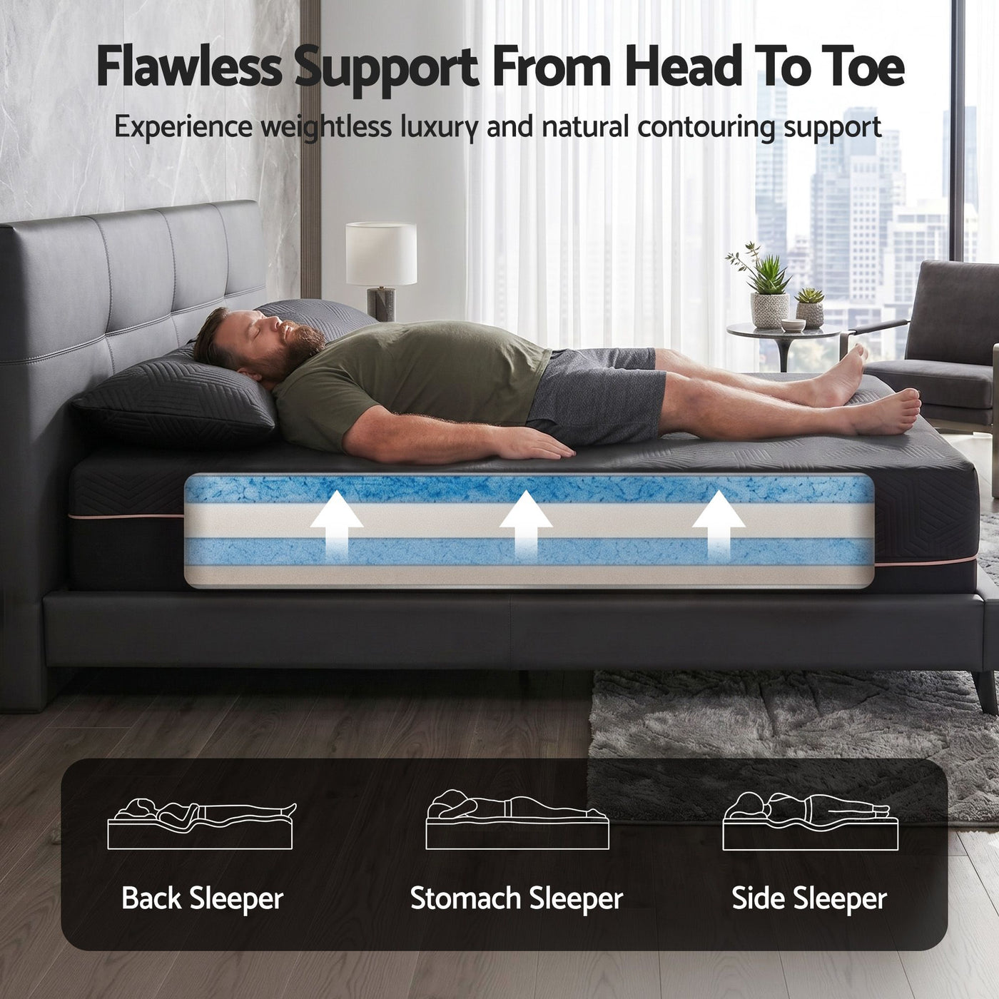 Queen Cooling Memory Foam Mattress Medium Firm with Gel Comfort 30cm