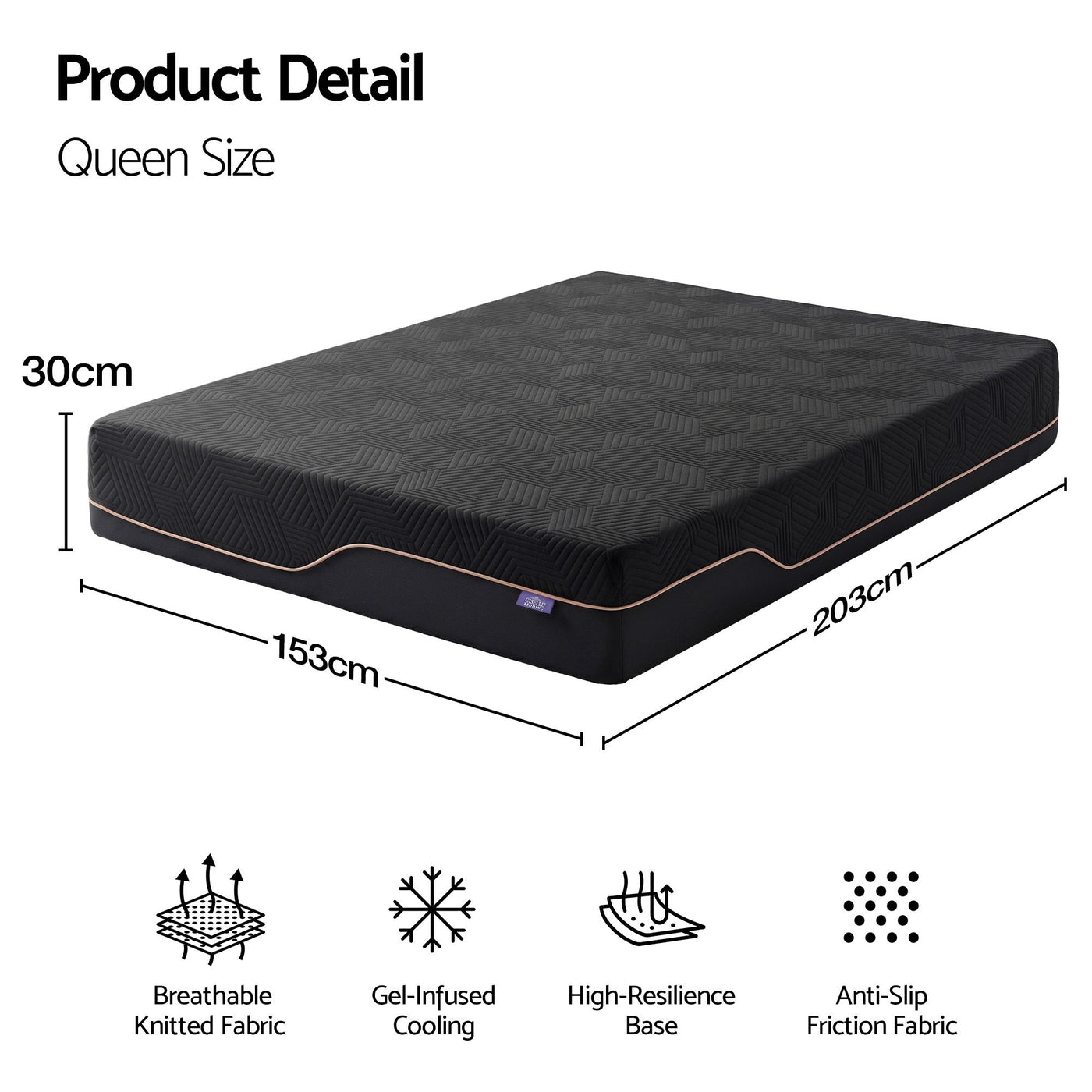 Queen Cooling Memory Foam Mattress Medium Firm with Gel Comfort 30cm