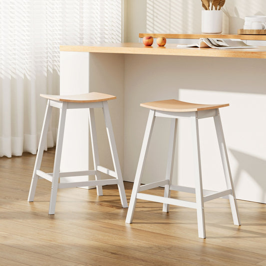 2x Bar Stools Wooden Chairs Oak – product image 1