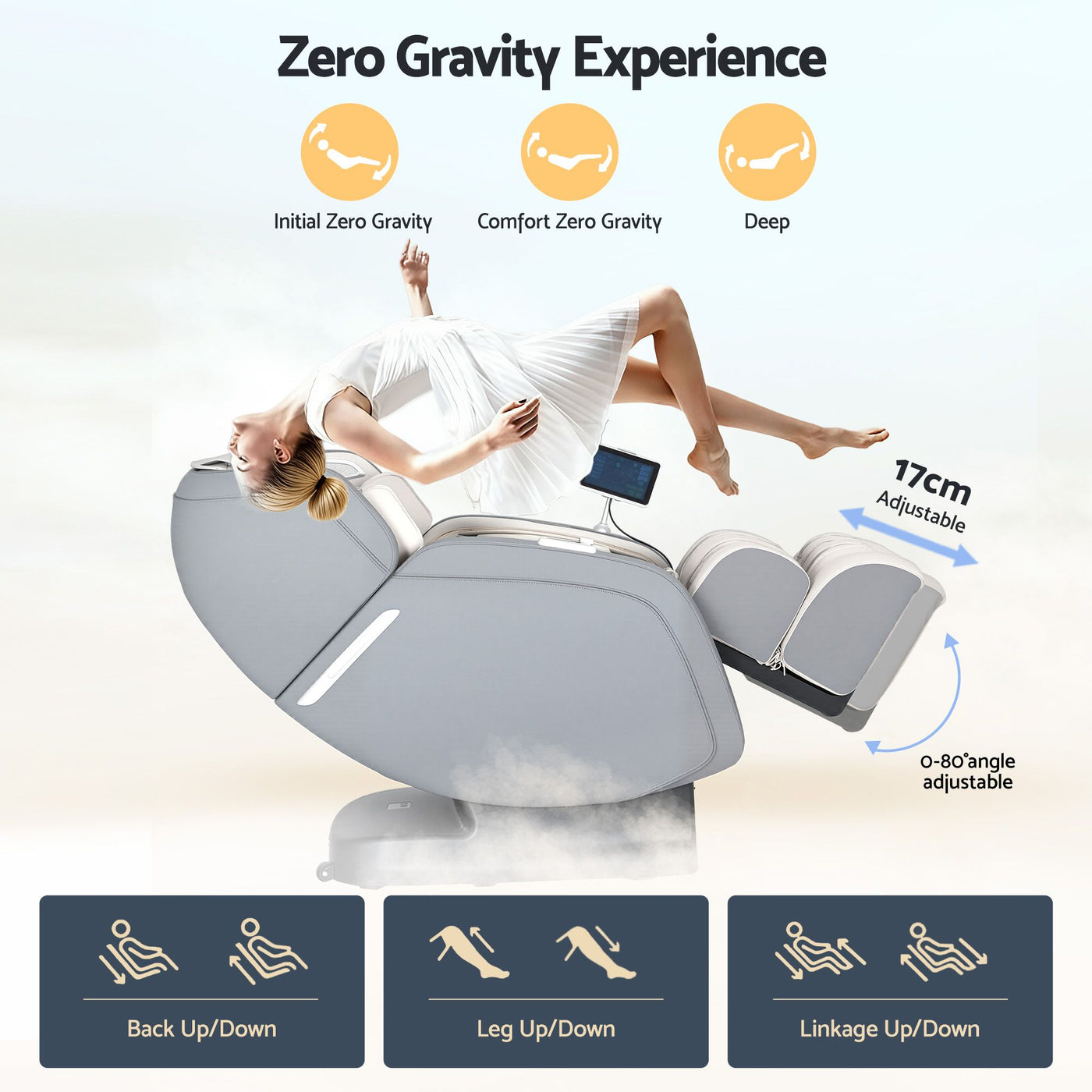 Livemor 4D Massage Chair Recliner - Full Body SL-Track Zero Gravity with AI Body Scan, Deep Tissue Electric Massager with Heat, 12 Auto Programs, LCD Touchscreen & Bluetooth, Grey