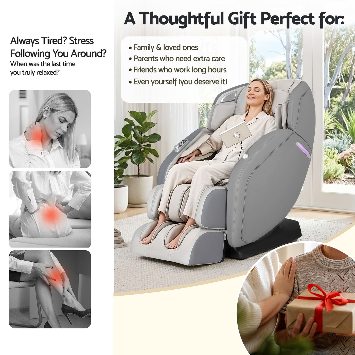Livemor 4D Massage Chair Recliner - Full Body SL-Track Zero Gravity with AI Body Scan, Deep Tissue Electric Massager with Heat, 12 Auto Programs, LCD Touchscreen & Bluetooth, Grey