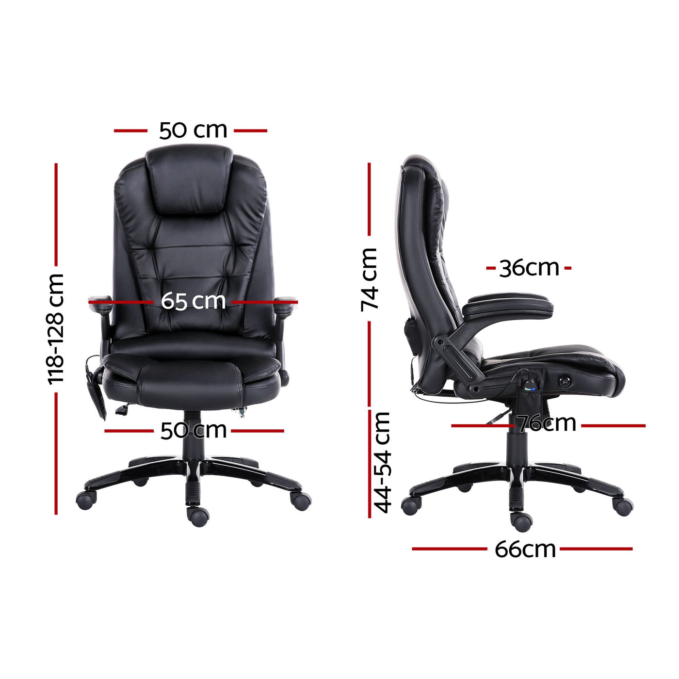 Artiss 8 Point Massage Office Chair Heated Seat Recliner PU Black