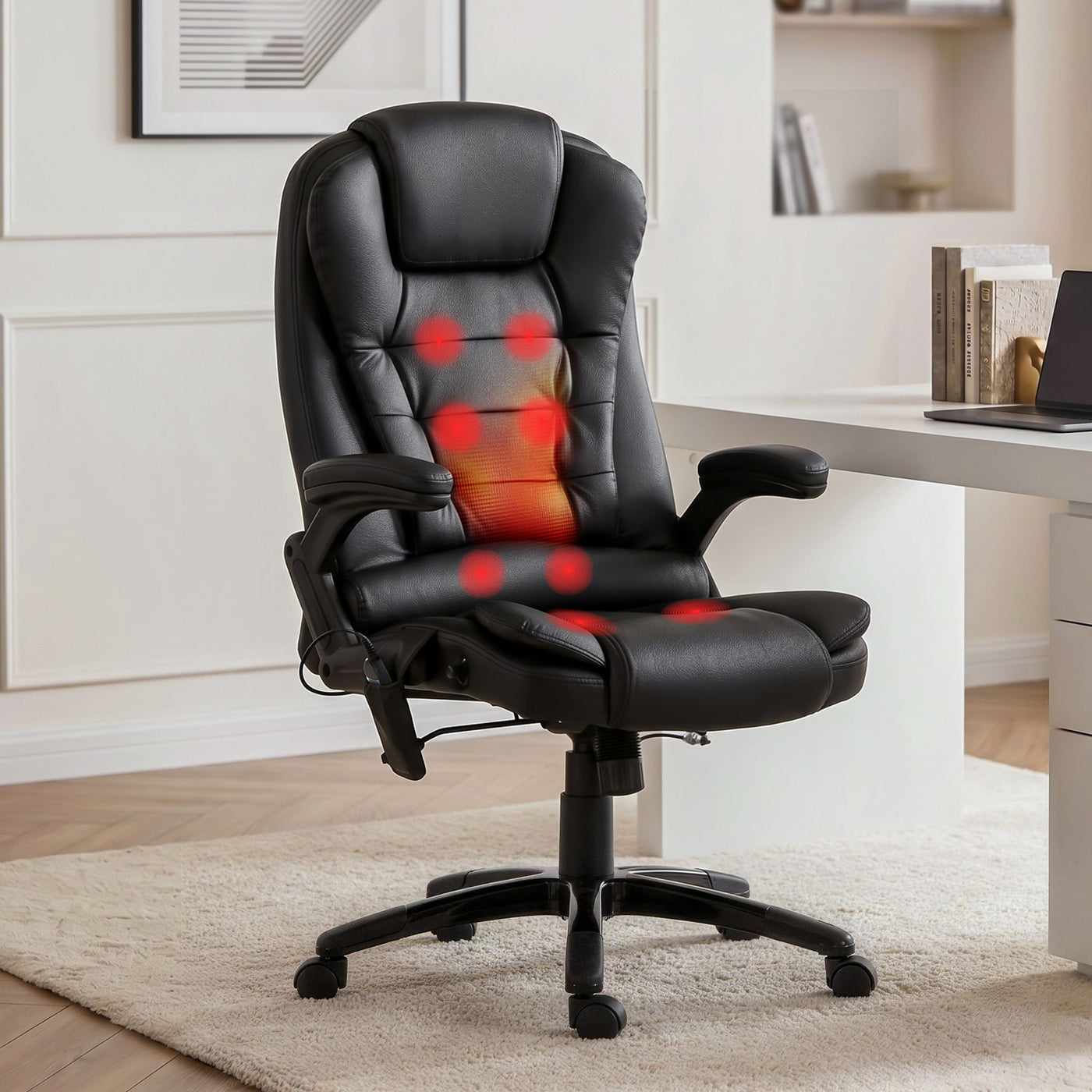 Artiss 8 Point Massage Office Chair Heated Seat Recliner PU Black