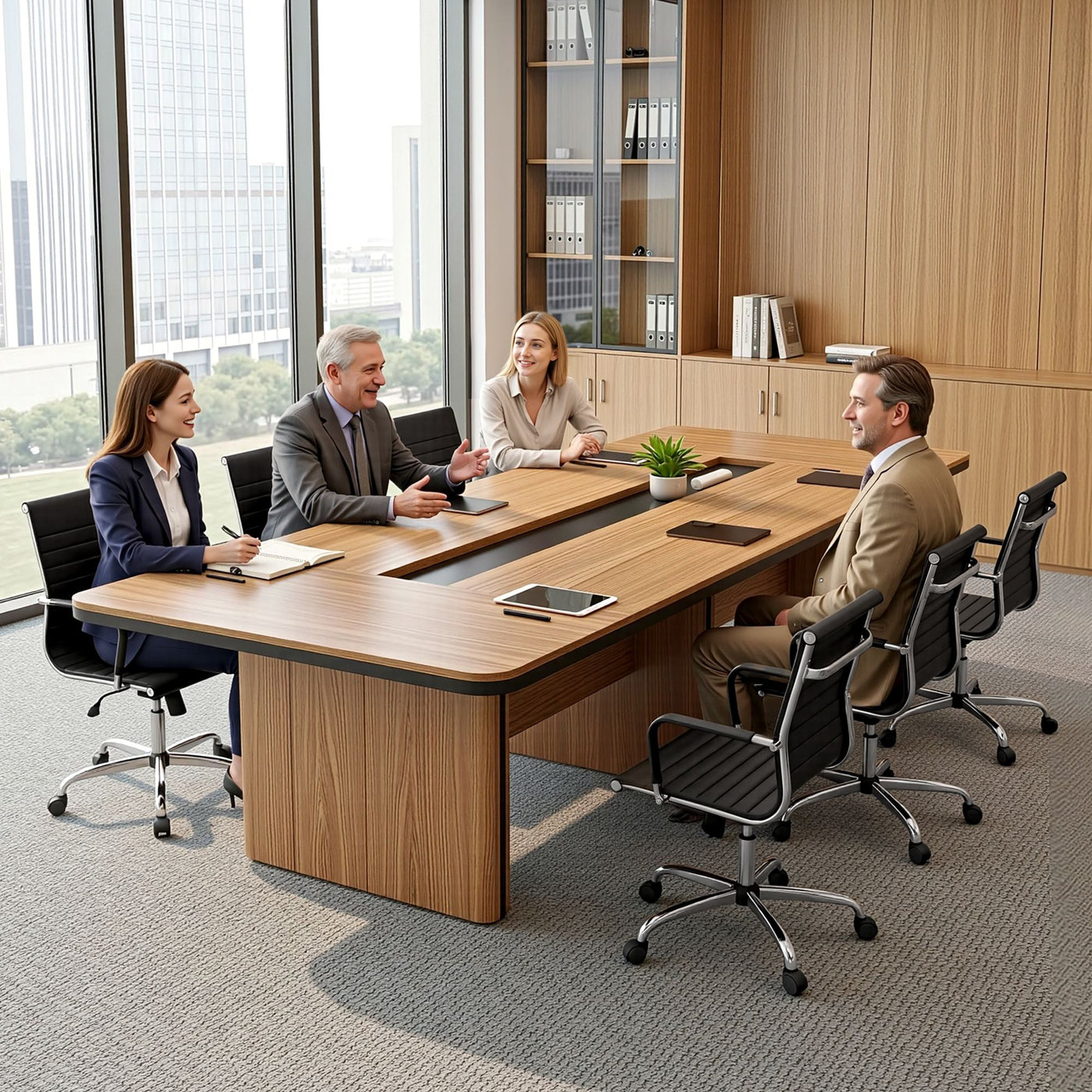 Artiss Office Chair Conference Chairs PU Leather Mid Back Black