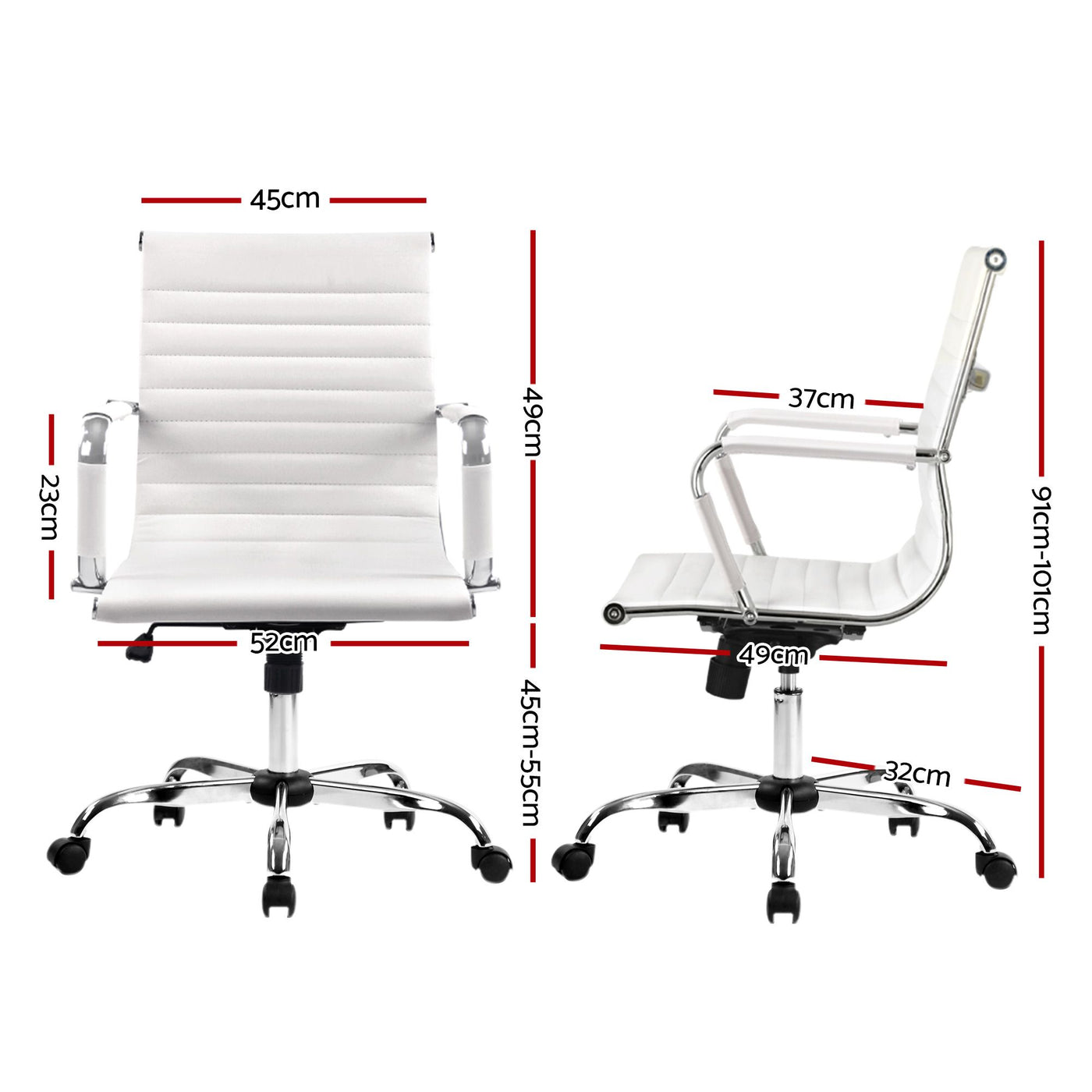 Artiss Office Chair Conference Chairs PU Leather Mid Back White