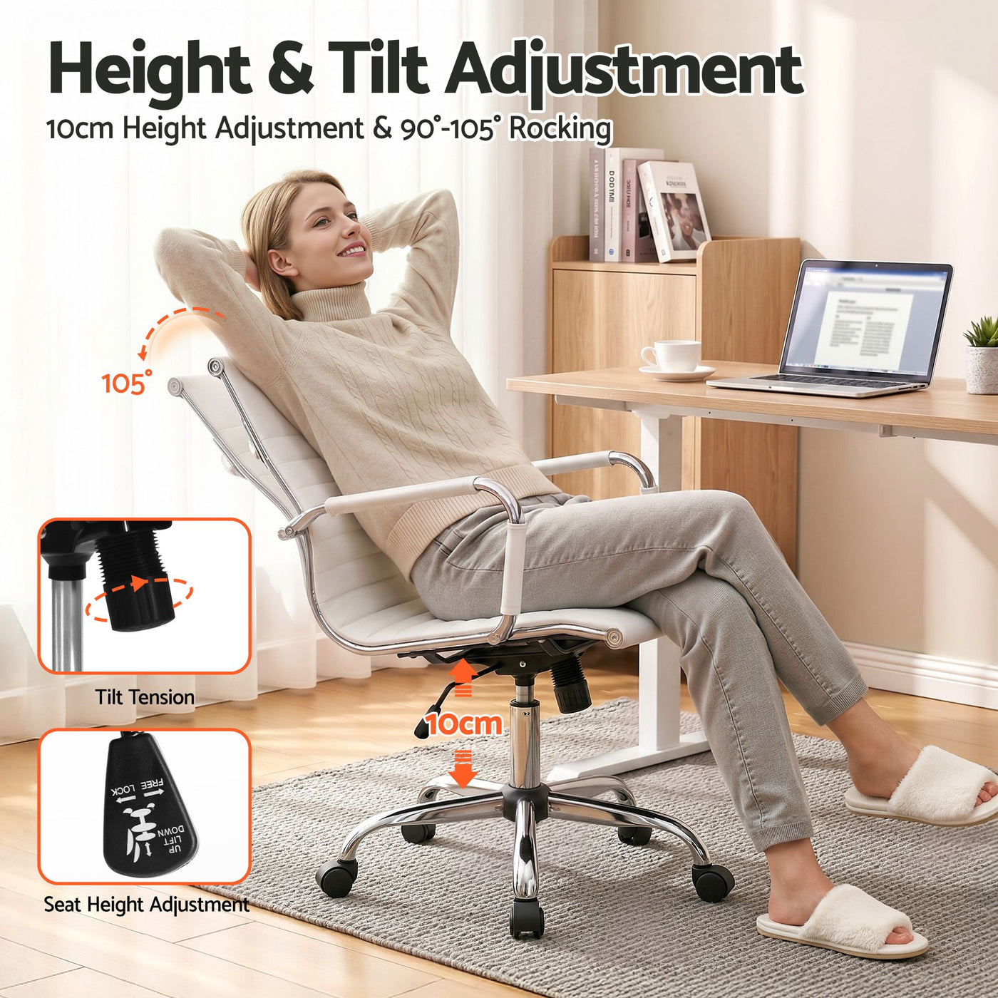 Artiss Office Chair Conference Chairs PU Leather Mid Back White