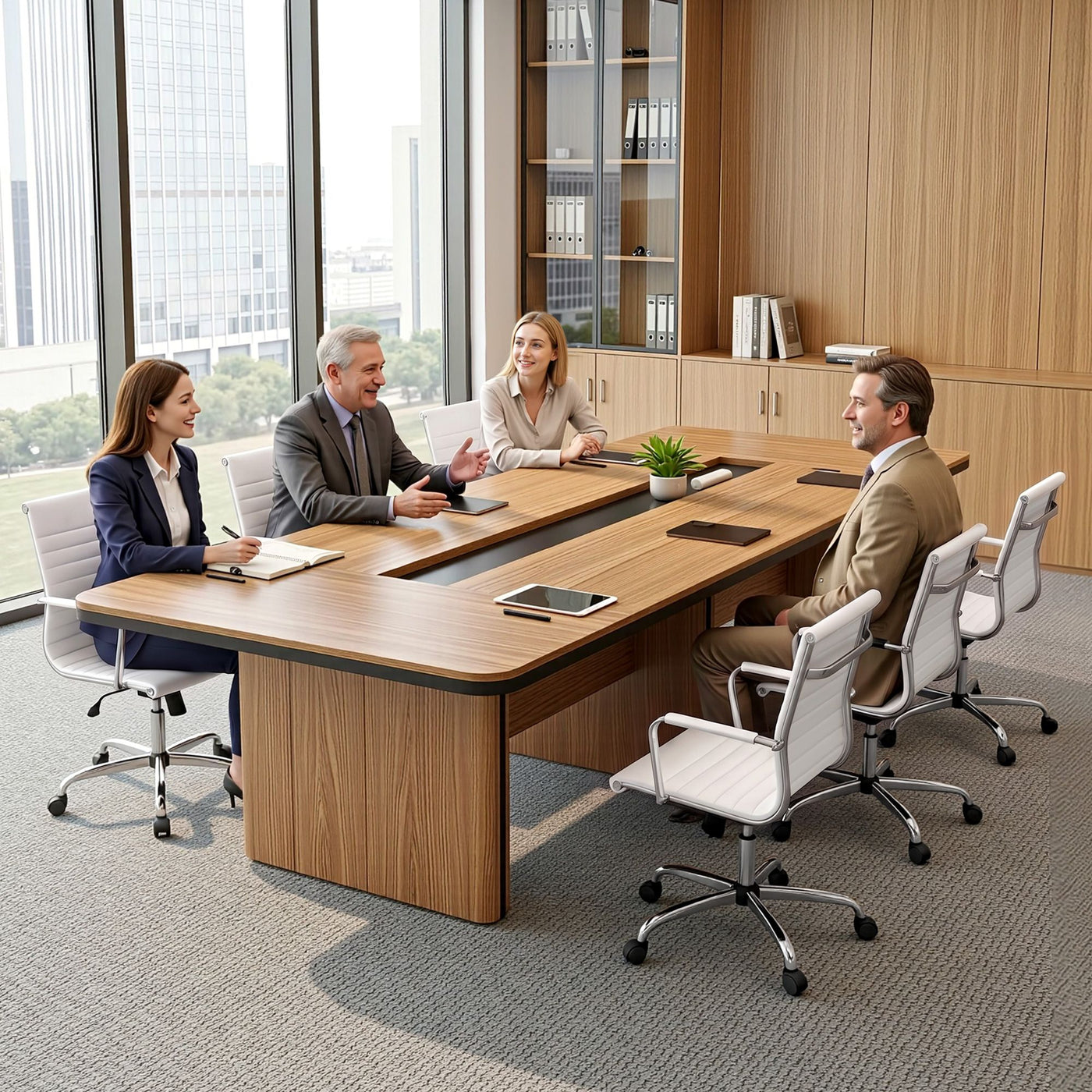 Artiss Office Chair Conference Chairs PU Leather Mid Back White