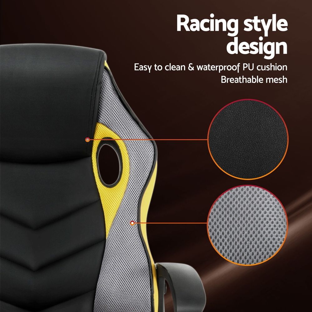 Artiss Gaming Office Chair Computer Executive Racing Chairs High Back Yellow