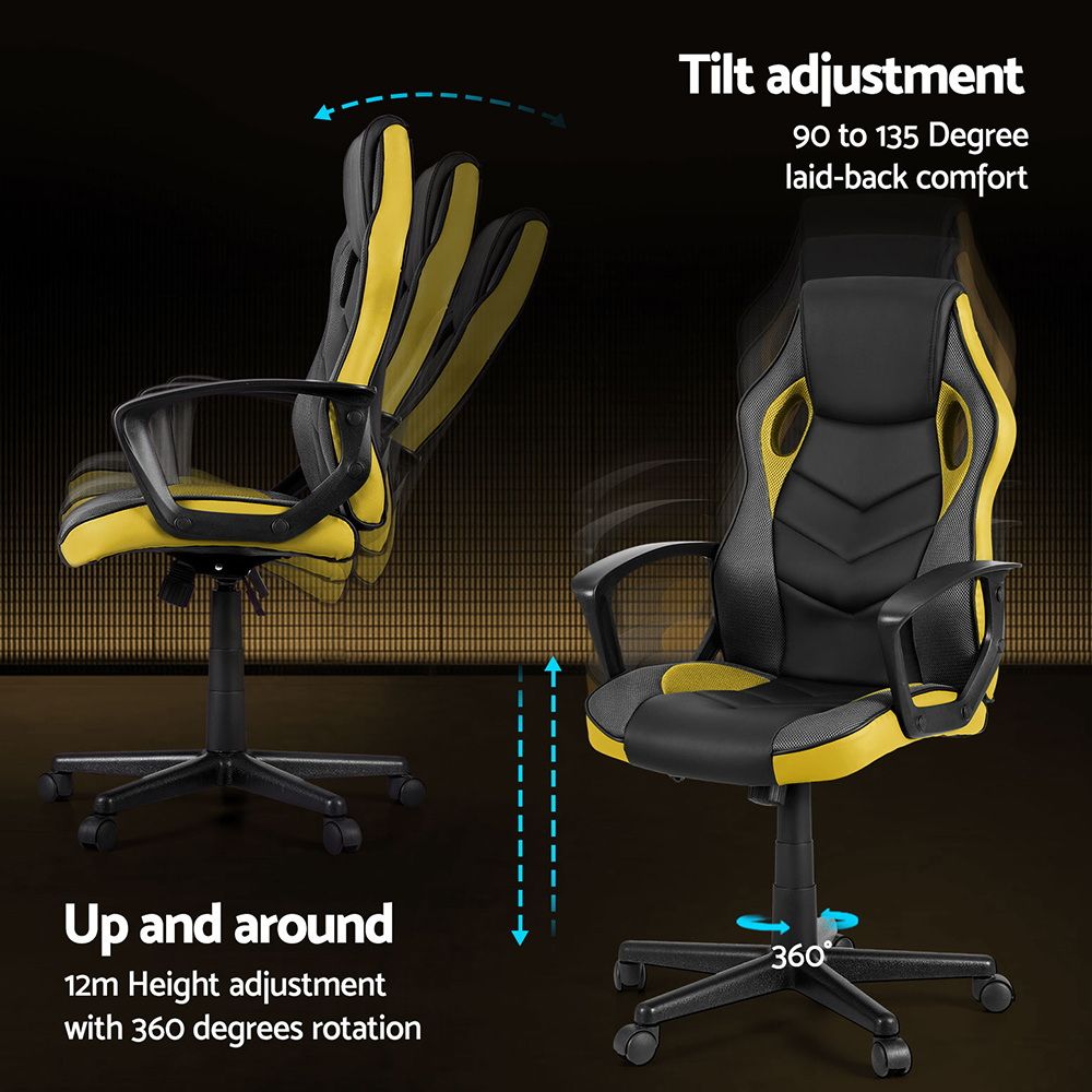 Artiss Gaming Office Chair Computer Executive Racing Chairs High Back Yellow