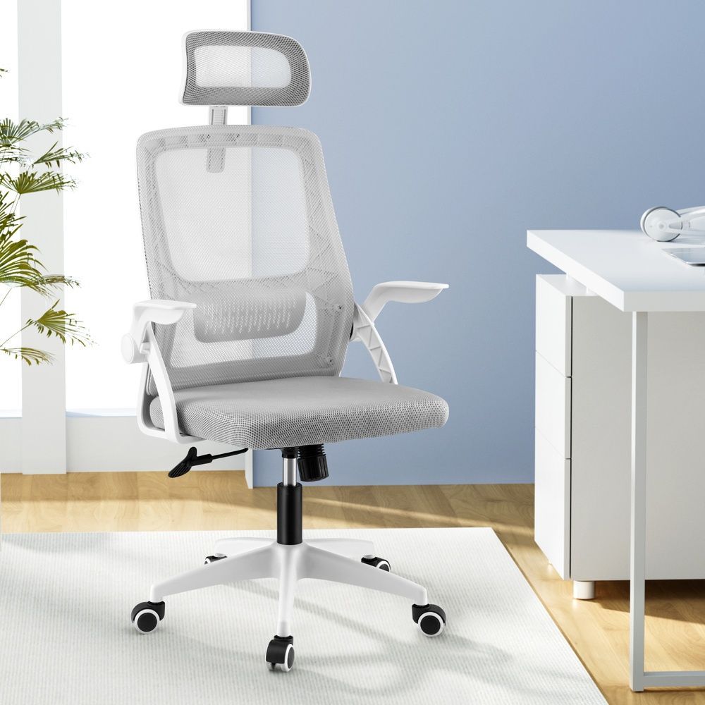 Artiss Ergonomic Office Chair Computer Desk Chairs Headrest Adjustable Grey