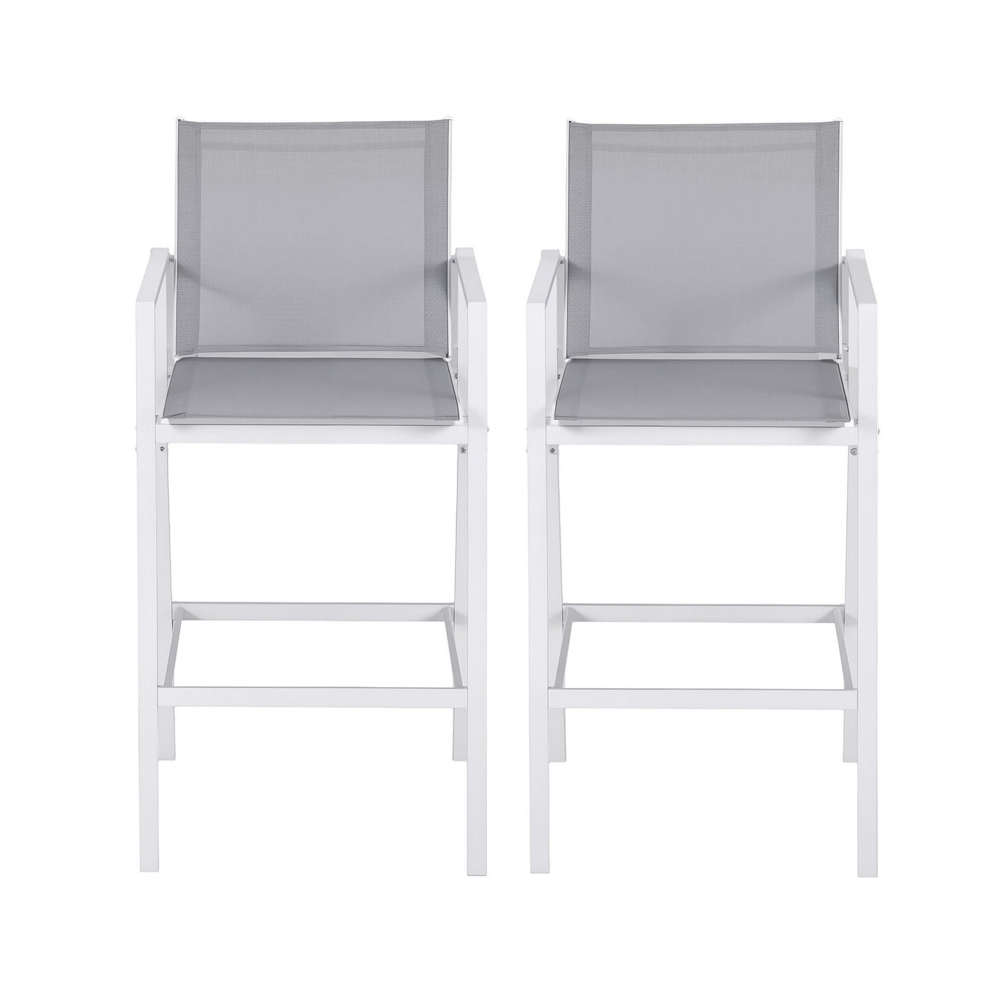 2PC Outdoor Bar Stools Dining Chairs Patio Furniture Garden Steel Textilene White – product image 3