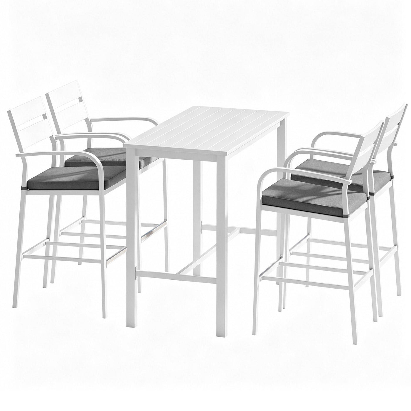 Outdoor Bar Set 5-Piece Patio Dining Chairs Aluminium Table Stools White – product image 8