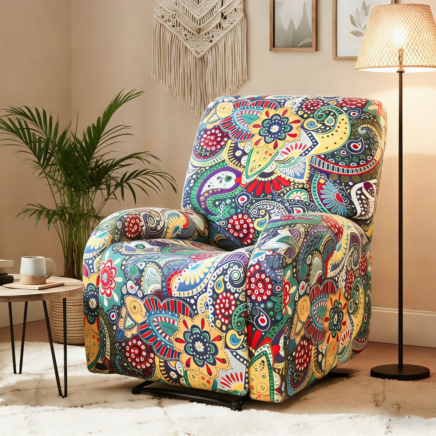 Artiss Stretch Kids Recliner Cover 4-Pieces Recliner Chair Slipcovers Printed Polyester