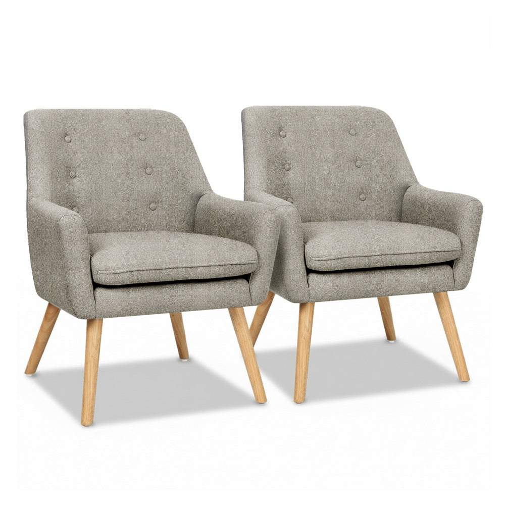 Artiss 2X Armchair Lounge Chair Accent Tub Chair Beige ANNE