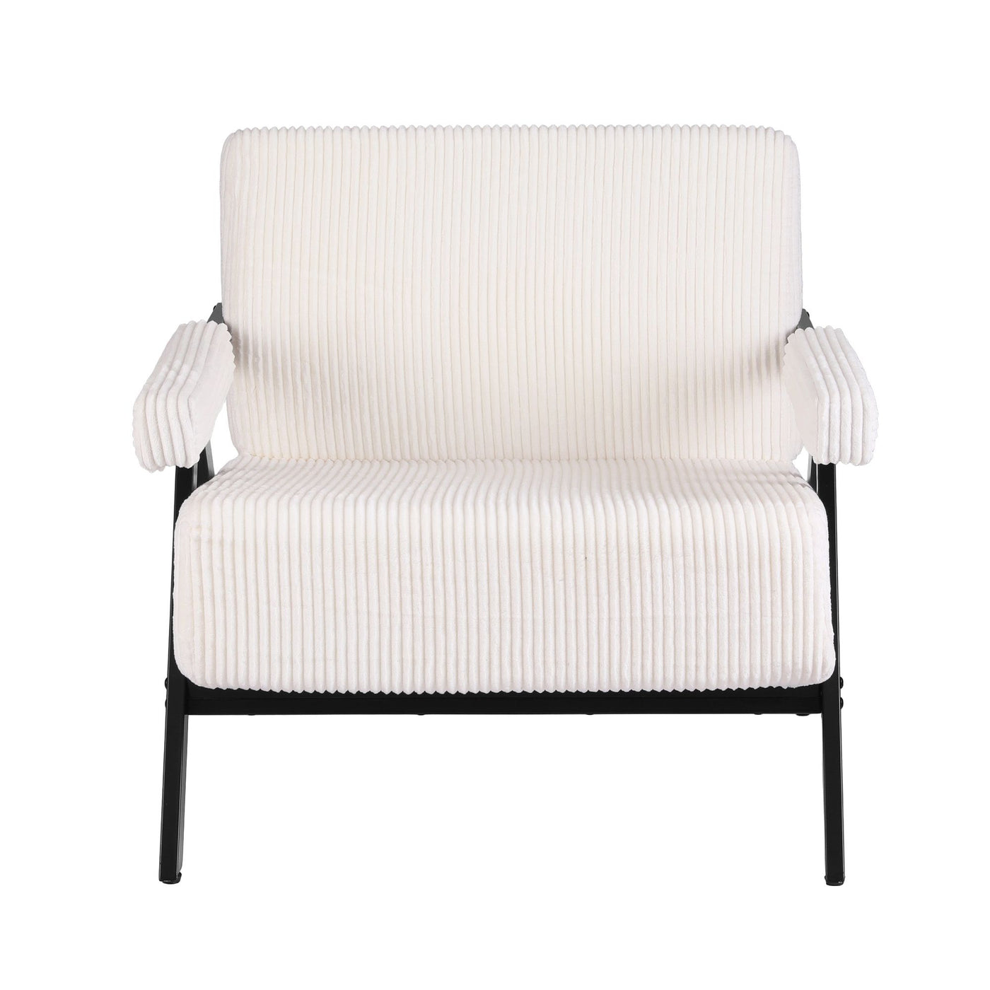 Artiss Compressed Armchair White Corduroy Accent Chair for Small Space