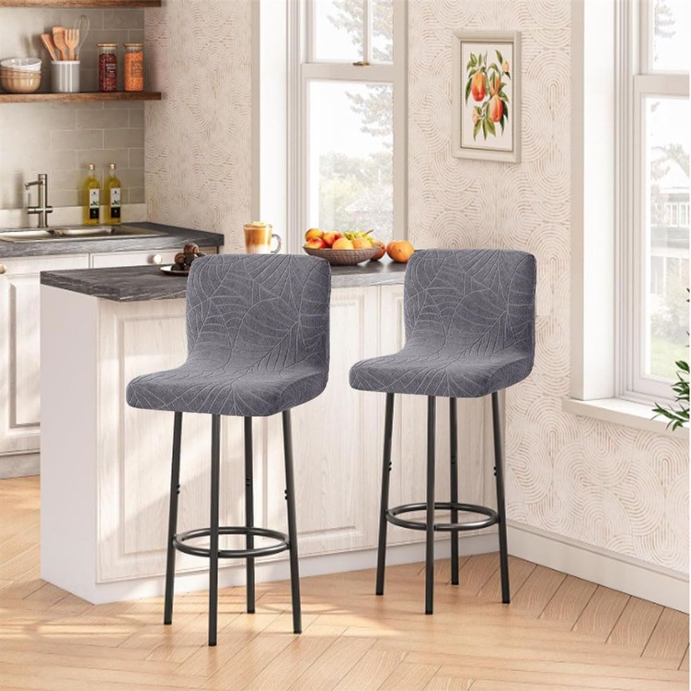 2 Pack Bar Stool Cover with Back Waterproof Counter Height Bar Stool Slipcovers Stretch Swivel Barstools Slipcovers Pub Counter Chairs Covers for Kitchen Island Home Bar Dark Gray