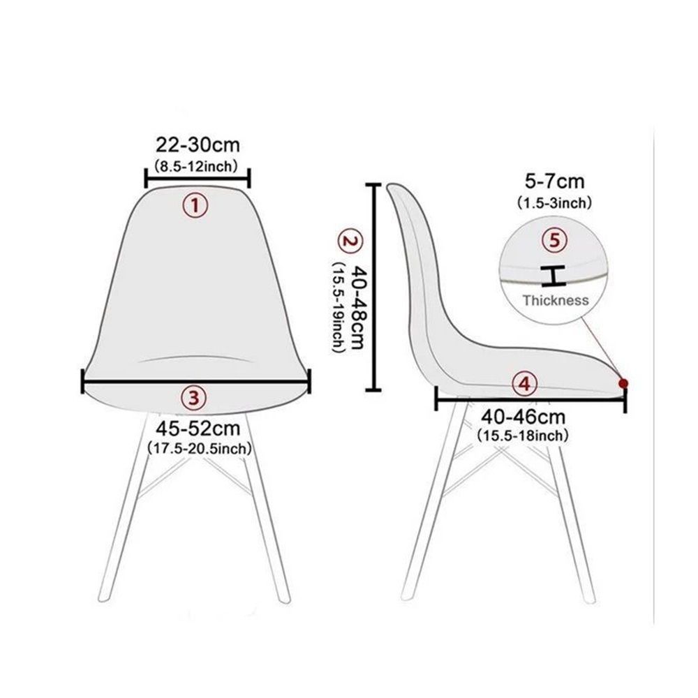 Shell ChairCovers,Jacquard Dining Room Chair SlipcoverSet of 2 Mid Century Modern Dining ChairCovers Stretchable Slipcovers for Kitchen,Office and Living Room