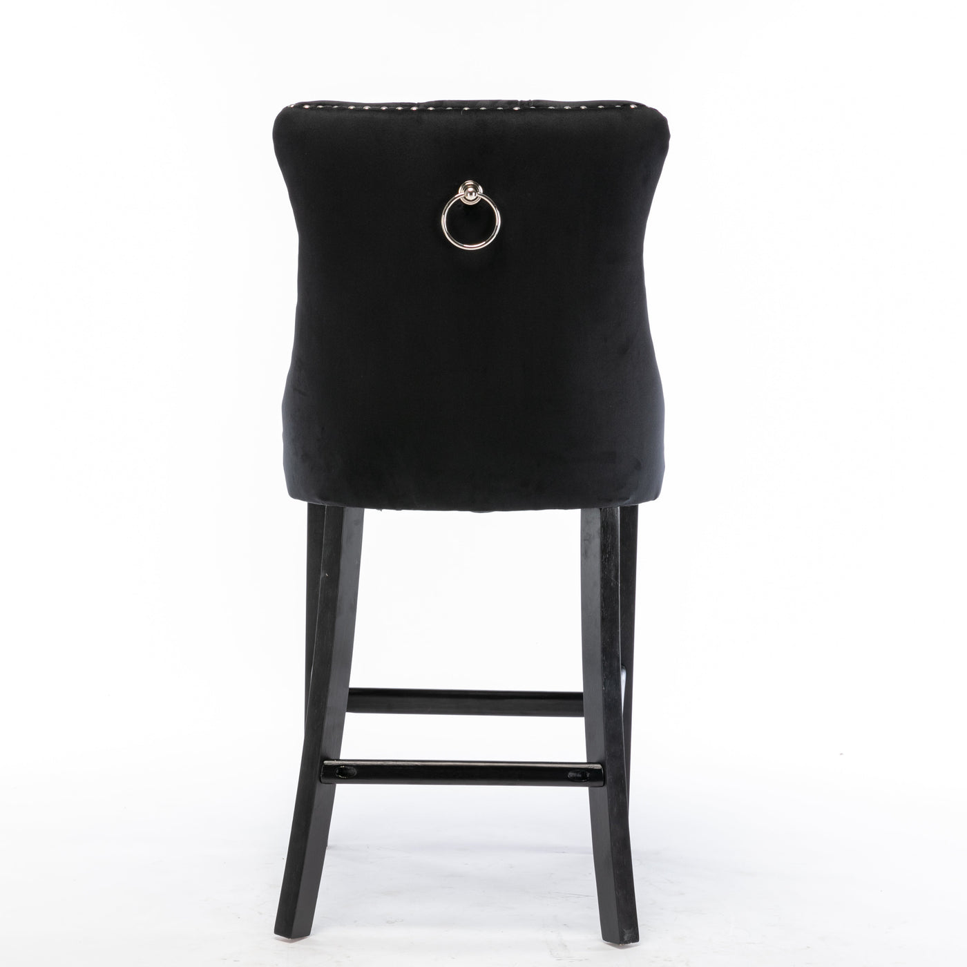 2X Velvet Bar Stools with Studs Trim Wooden Legs Tufted Dining Chairs Kitchen – product image 6