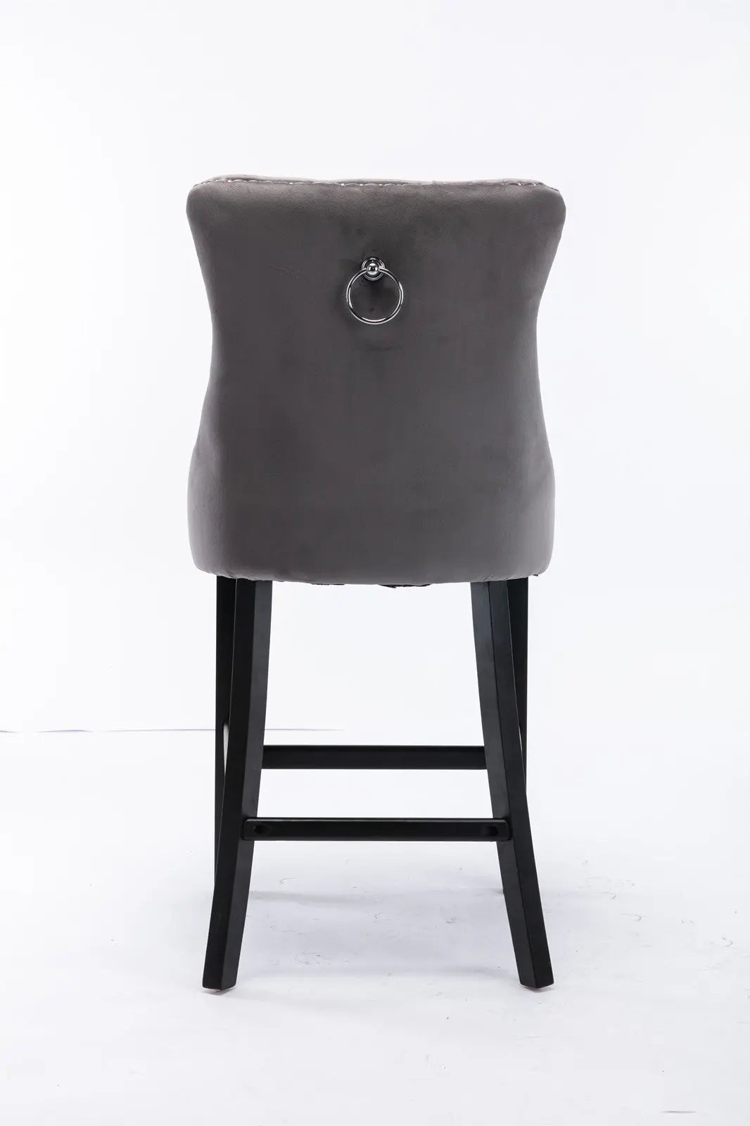 2X Velvet Bar Stools with Studs Trim Wooden Legs Tufted Dining Chairs Kitchen – product image 6