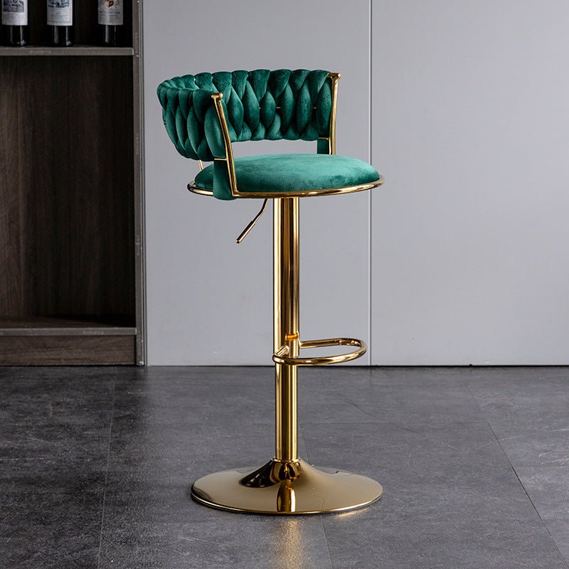 Green Velvet Seat Kitchen Breakfast Bar Stools Counter Height Barstools with Back Cushioned Chairs for – product image 2