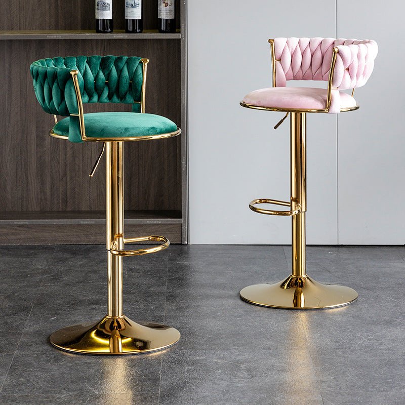 Green Velvet Seat Kitchen Breakfast Bar Stools Counter Height Barstools with Back Cushioned Chairs for – product image 4