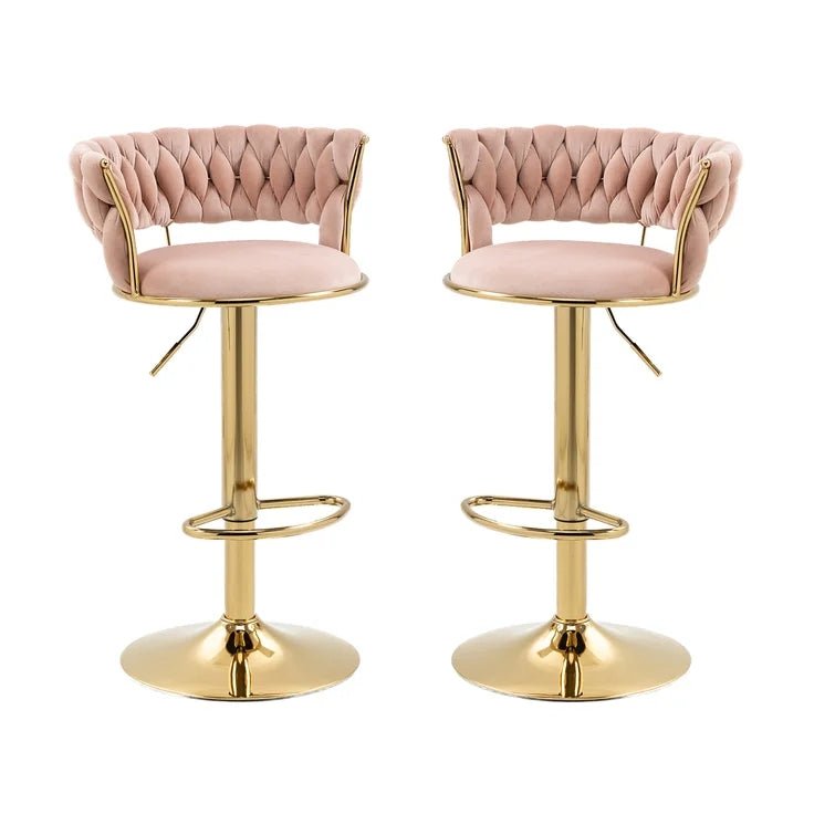 Pink Velvet Seat Kitchen Breakfast Bar Stools Counter Height Barstools with Back Cushioned Chairs for Home – product image 1