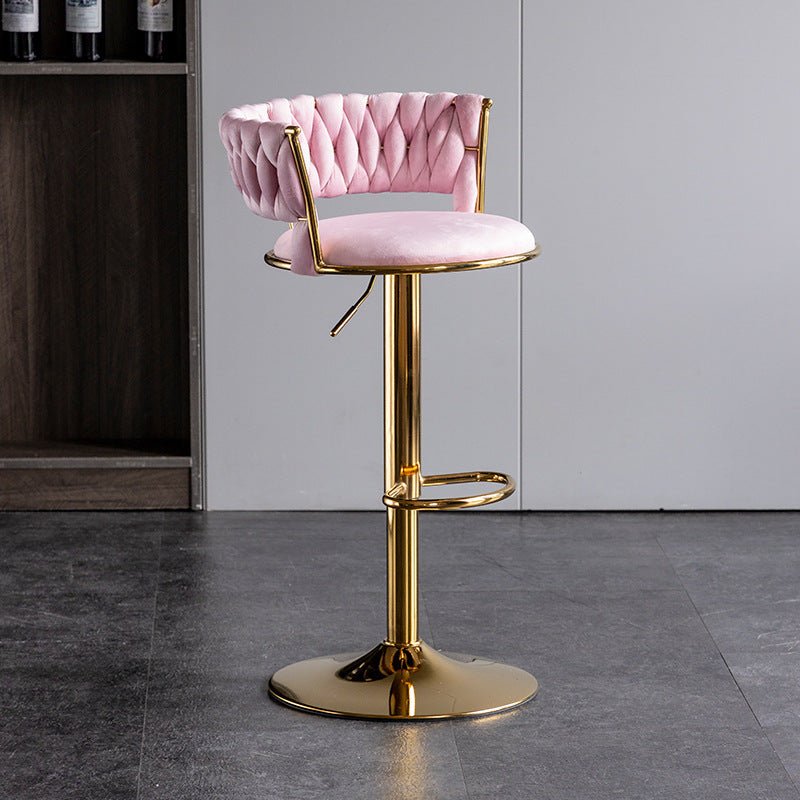 Pink Velvet Seat Kitchen Breakfast Bar Stools Counter Height Barstools with Back Cushioned Chairs for Home – product image 2