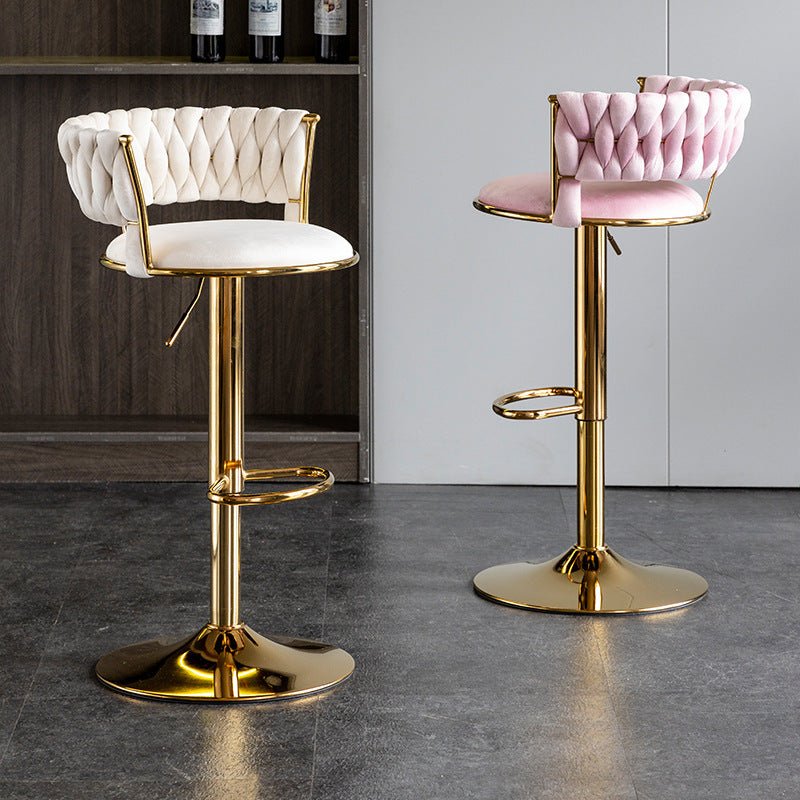 Pink Velvet Seat Kitchen Breakfast Bar Stools Counter Height Barstools with Back Cushioned Chairs for Home – product image 3