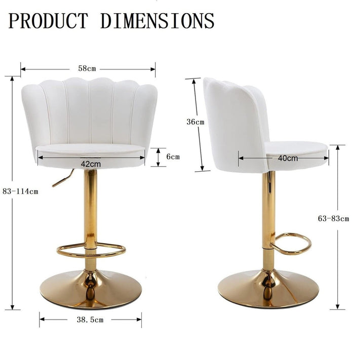 Swivel Bar Stools Bar Height Set of 2 Adjustable Upholstered Counter Barstool Velvet Bar Chairs with – product image 4