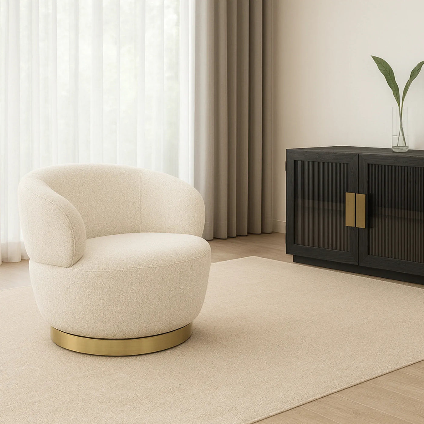Interior Ave - Luna Swivel Armchair - Vanilla Oat