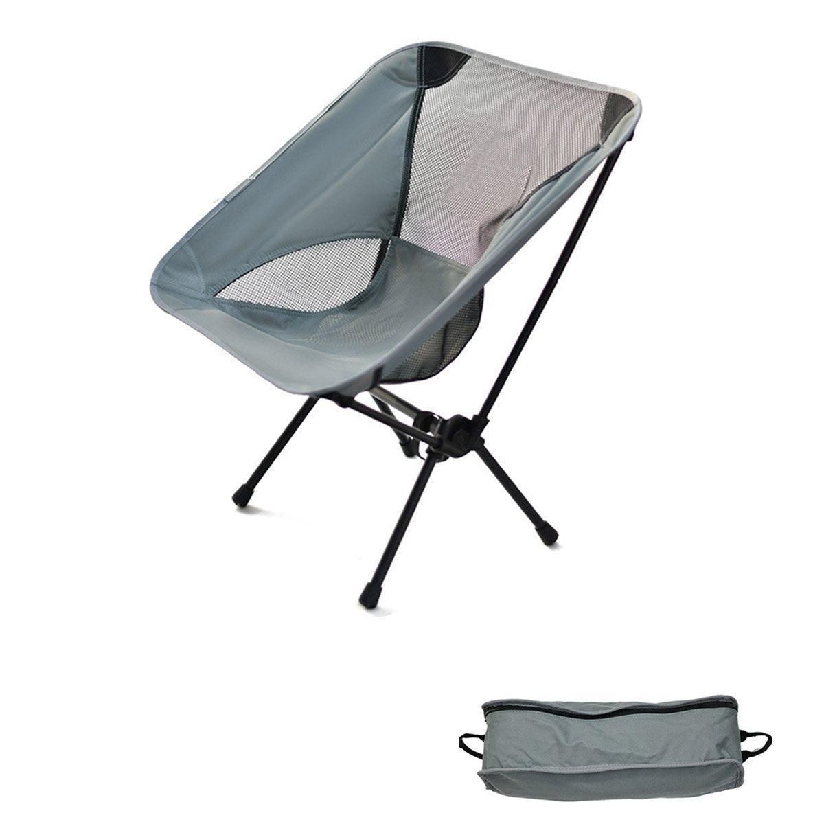 Outdoor Portable Lightweight Folding Camping Chair High Back Fishing Chair - Grey