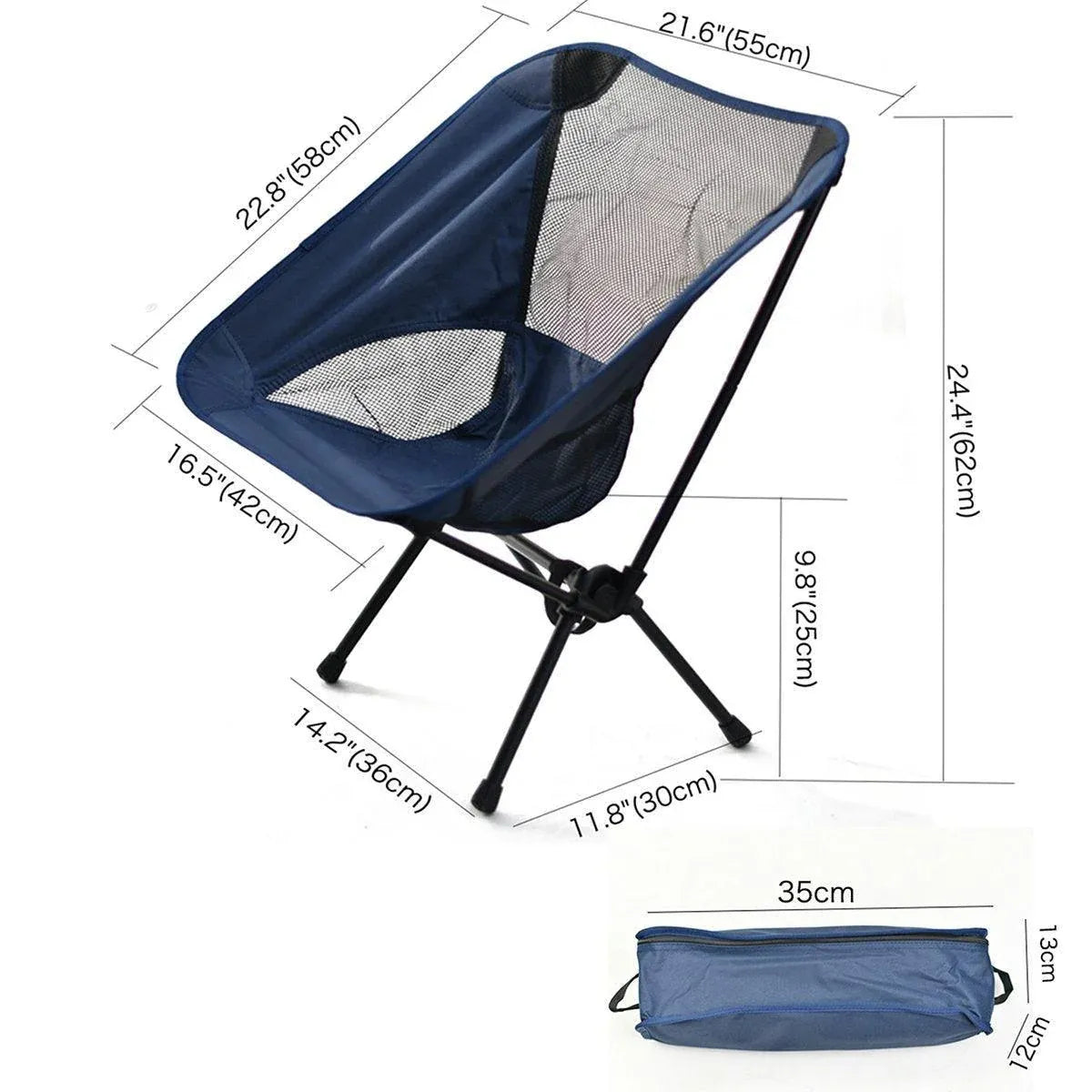 Outdoor Portable Lightweight Folding Camping Chair High Back Fishing Chair - Red